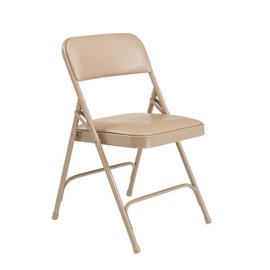 National Public Seating (4 Pack) NPS 1200 Series Premium Vinyl Upholstered Double Hinge Folding Chair, French Beige