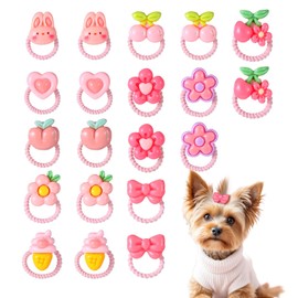 HJZHII 20 Pcs Dog Hair Bows, Cute Puppy Bows Flower Ball Bowknot Band Rabbit Apple Cherry Shape Dog Hairs Accessories with Rubber for Yorkie Maltese Pet Girl Female Accessories Small Pets