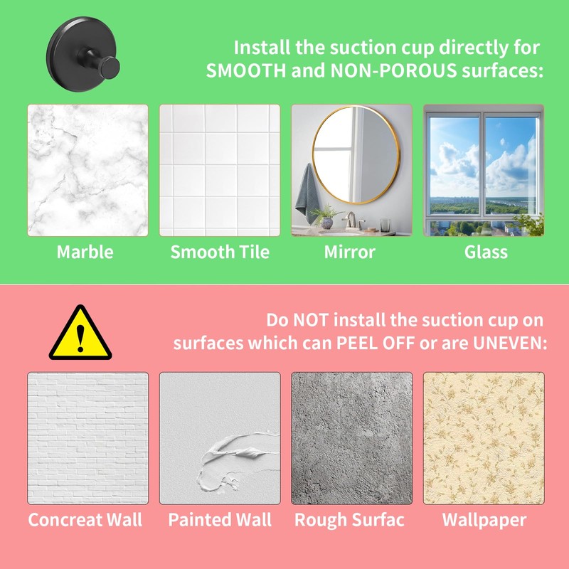 JUYSON Suction Cup Hooks for Shower, Towel Hooks for Bathrooms,