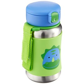 Skip Hop Toddler Sippy Cup with Straw, Zoo Stainless Steel Straw Bottle, Dino