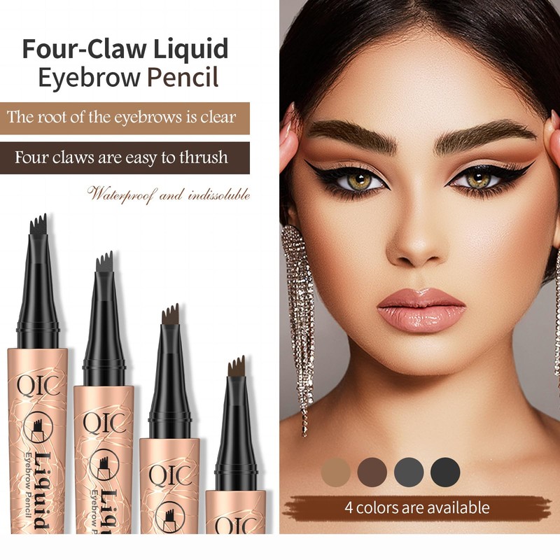 Eyebrow Pen, Eyebrow Pencil, Liquid Microblading Eyebrow Pen with 4