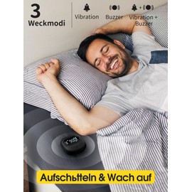 Alarm Clock Loud for Deep Sleepers | Vibration Alarm Clock Under the Pillow | Wireless Alarm Clock Digital | 2 Alarm Times & 3 Alarm Modes | Adjustable Vibration | Portable Digital Clock | For Travel