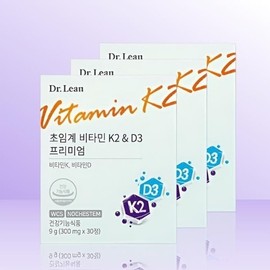 닥터린 초임계 비타민 K2 D3 프리미엄 300mg x 30정 x 3개 / iuy Dr. Lin Supercritical Vitamin K2 D3 Premium 300mg x 30 Tablets x 3 Packs