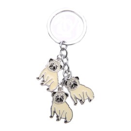 BBEART Dog Keychain, Pet Pendant Key-Ring, Cute Puppy ID Tags Metal Key Ring for Dog Lover (Pug)
