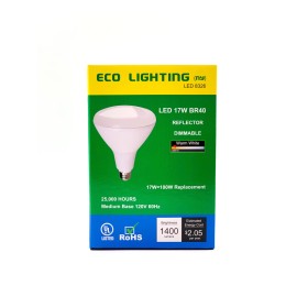 Eco Lighting 12 Pack BR40 FLOOD LED LIGHT BULB 17W 1400 LUMEN 3000k WARM WHITE  DIMMABLE