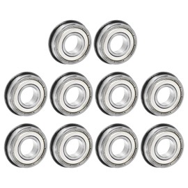 uxcell FR8ZZ Flanged Ball Bearing 1/2 x 1-1/8 x 5/16 inch Double Shielded Chrome Steel Flange Bearings, 10pcs