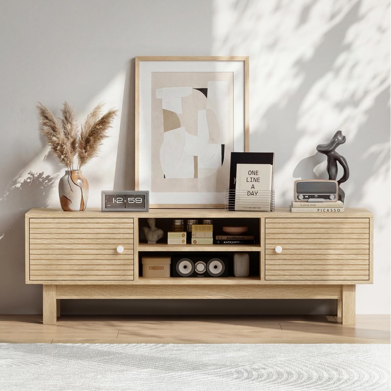 YOSHOOT Mid Century TV Stand for 55 inch TVs, Modern
