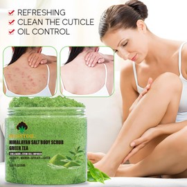 Himalaya Salt Body Scrub, 100% Organic Nutrient Scrub, Rich in Natural Minerals, Suitable for All Skin, 250 g (Green, Green Tea)