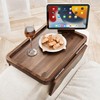 HOLANA 15.75" Acacia Couch Armrest Table - Wood Couch Arm