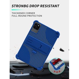 Case for Callsky Tab Ctab 10 Android Tablet 10.1 inch,WUNIAK Hollow Back Design Heat Dissipation Shockproof Lightweight Adjustable Kickstand Silicone Shell&Kids Friendly Soft Case,Blue