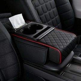 Reposabrazos para automóvil y funda de consola, organizador de consola central de automóvil con soporte para tazas de consola central, espuma viscoelástica impermeable, protector de