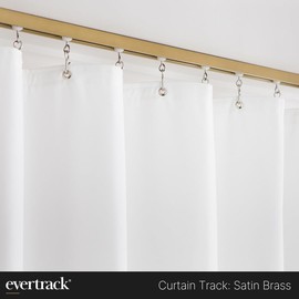 EverTrack Curtain Track - Ceiling Mounted Curtain Rail for Curtains, Drapes, and Room Dividers - USA Made - Medium (16 Feet), Satin Brass