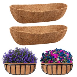 Riare 2 Pack 48 Inch Trough Coco Coir Liners for Planters, Pre-Formed Coconut Coir Replacement Liner Natural Coco Fiber Window Box Liners for Wall Planter, Window Basket Deck Railing Planter