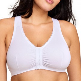 Glamorise Women's Plus-Size Complete Comfort Cotton T-Back Bra, White, 42B/C/D