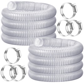 Maasechs 2 Set 1.5" Pool Filter Pump Connection PVC Hose with 6 Hose Clamps, Swimming Pool Replacement Tube, 1-1/2 Inch ID Dia, Plastic Vacuum Pipe Suction for Above Ground Water Park(12 ft)
