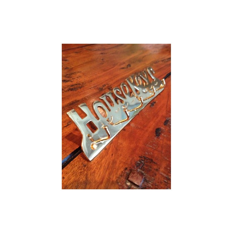Larger Solid Brass" House Keys" Key Hook Including Wall fixings,
