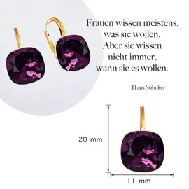 Earrings 925 Silver Austrian Zirconia - 24 Carat Gold-Plated Jewellery for Women and Girls - Drop Earrings Ideal for Gifts for Women, Sterling Silver, Cubic Zirconia