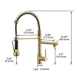 Benicabaly Enhance Kitchen Efficiency with Pull Down Sprayer Faucet, Dual-Function Water Settings, 360-Degree Rotation, Gold Color