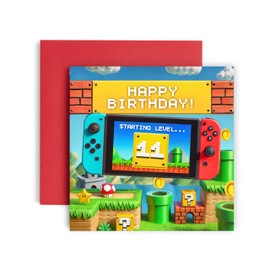 Huxters Gamer 11th Birthday card for Boy - Red Blue Starting Level 11 Unlocked Controller Bday for Son Great Grandson Nephew Brother Happy Greetings - 14.8cm (11th)