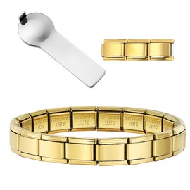 DXPETA Italian Charm Bracelets, Gold Italian Charm Bracelet, Italian Charm Bracelet Gold, Italian Charm Bracelet, With Connector Tool Stainless Steel For Women Men Son Daughter Gift Gold丨Silver