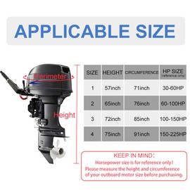 Zenicham 600D Fade and Crack Resistant Trailerable Full Outboard Motor Cover,Waterproof and UV-Proof Boat Motor Cover,Boat Engine Cover with Reflective Strips and Adjustable Strap Gray(Fits 20-30 HP)