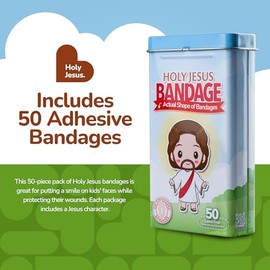 BioSwiss Vendas autoadhesivas con forma de Jesús, sin látex, estériles, para el cuidado de heridas, divertidos suministros de primeros auxilios para n