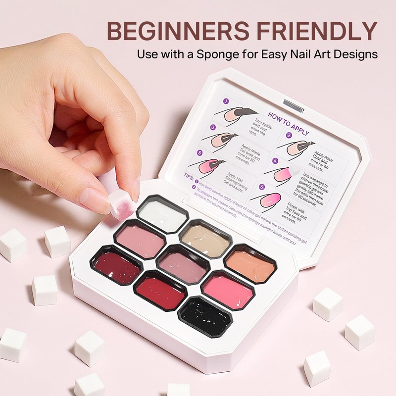 9 Neutral Colors Patting Gel Polish Palette for Ombre Nail