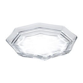 Mizusaki Glass MKG-218015 Tiered Octagonal Plate, Approx. 5.9 inches (15 cm), Made in Japan