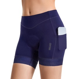 ARSUXEO Cycling Shorts Women Padded Cycle Shorts Ladies MTB Tights Purple Bike Accessories with Pockets 579 Blue S