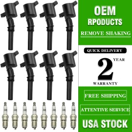Unbranded 8 Ignition Coil Spark Plug Pack For Ford F150 Expedition 2000-2004 4.6L 5.4L