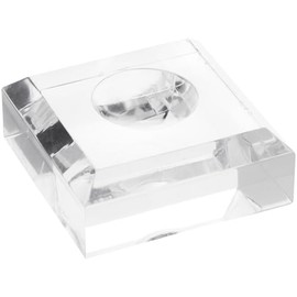 Plymor Clear Acrylic Square Display Base with Indented Circle to Hold Egg, Marble, Ball or Sphere, 2.5" W x 2.5" D x 1" H (1.125" Circle), Pack of 6