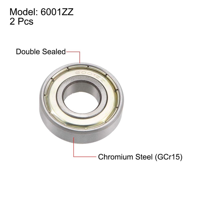 sourcing map 6001ZZ Deep Groove Ball Bearings Z2 12mm x