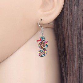 NEWEI Cute Enamel Whale Octopus Jellyfish Shark Earrings Seahorse Beach Jewellery for Women Girls Sea Animals Gifts, enamel, No Gemstone
