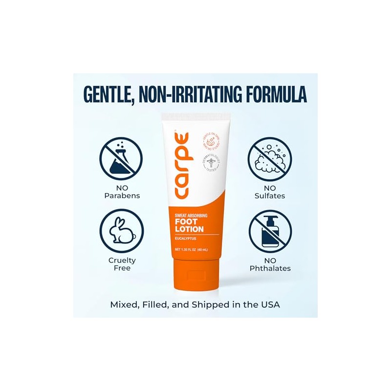 Carpe Antiperspirant Foot Lotion (Prevent Sweaty Feet, Block Sole Sweat)