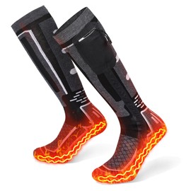 HOTHUGZ Heated Ski Socks for Men Women, 5000mAh Rechargeable Electric Heating Socks, Merino Wool Ski Heat Socks for Winter, Warm Socks, Wool Thermal Socks for Outdoors Climbing Hunting Skiing Hiking