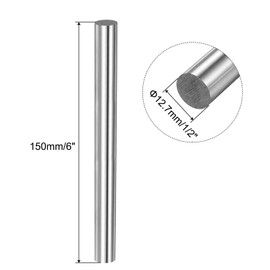 QUARKZMAN Pack of 5 304 Stainless Steel Round Rod 1/2 Inch Diameter 6 Inch Length Solid Rod Shaft Lathe Rods Material for DIY Model Industrial Metal Processing Manufacturing