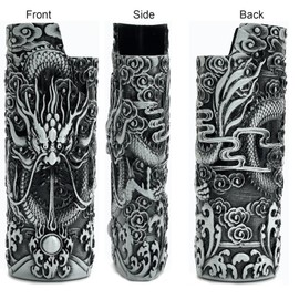 Lucklybestseller Gift for Men Him Her Husband Dad Metal Vintage Dragon and Bead Double Sided Engraving Pattern Design Lighter Pouch Case Cover Holder Sleeve for BIC Full Size Classic Lighter J6