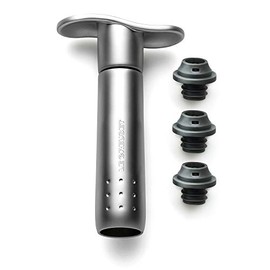Le Creuset Wine Accessories Metal Wine Pump & 3 Stoppers - Satin Silver