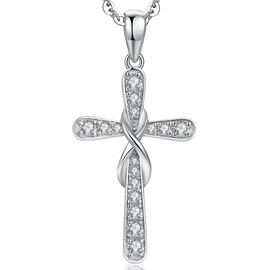 Cross Necklace Womens Cross Necklace Unique Silver Cross Necklace Simple Sterling Silver Cross Necklace for Women ZowBinBin Cross Pendant Necklace for Women Cute Cross Jewelry Necklace