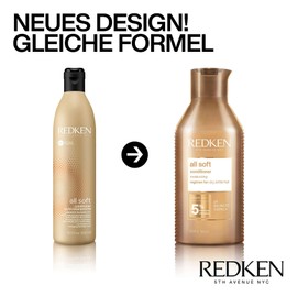 Redken Conditioner for dry and brittle hair, invigorates and hydrates, with fatty acids, antioxidants and argan oil, all soft conditioner, 1 x 500 ml