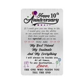 Alotozo 10 Year Wedding Anniversary Card - Happy 10th Wedding Anniversary Cards Gifts for Husband Wife - 10 Years Anniversary Card for Him Her