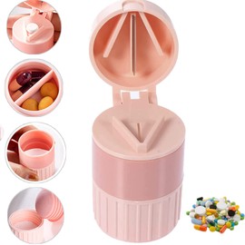 Triturador De Pastillas, Cortador Y Molinillo, Tritura Pastillas, Vitaminas, Tabletas, Hoja De Acero Inoxidable, Dispensador De Pastillas PortáTil (Rosa)