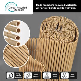 LazBlinds Cordless Roller Shades, Light-Filtering Hanging Window Blinds, UV Protection Waterproof Roll Up Blinds for Windows, French Doors, Patio Indoor/Outdoor Porch, 26'' W x 48'' H, Natural