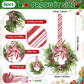 Suncalla 6 Pcs Christmas Kitchen Cabinet Wreaths Bulk, Red, White