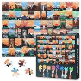 National Parks Jigsaw Puzzles for Adults 1000 Pieces, Travel Poster Landscape Nature Scenery Mountain Scene Puzzle, Impossible Challenging, 19.5 x 27.5 Inch