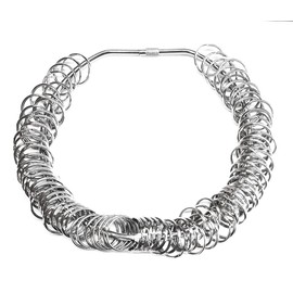 Heavy Duty Nickel Plated Metal Jailers Key Ring with 100 x 25mm split rings - Large 150mm Diameter Hinged with screw clasp