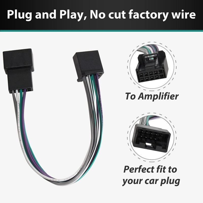 RED WOLF Car Radio Add Amplifier Subwoofer T-Harness Adapter Connector