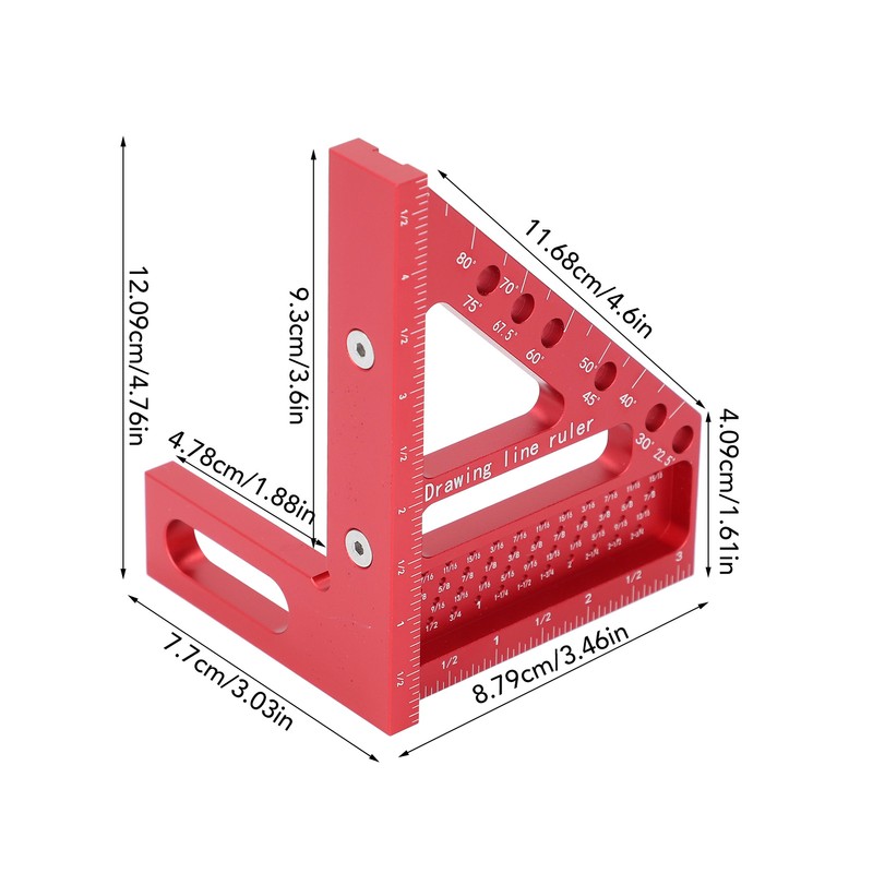 Hole Position Scribing Ruler 3D 22.5‑90° Multi Angle Measuring Square