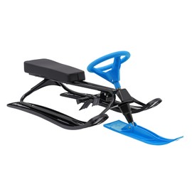 Snow Racer Sled,Winter Sport Ski Sled Slider Board with Steering Wheel, Brakes,Durable Steel Frame, Downhill Steerable Sled for Weight Capacity of 220 LBS Kids Teenagers Adult (Blue)