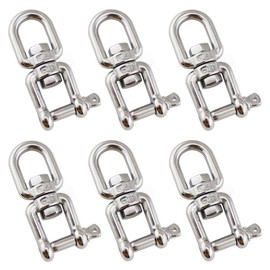 SAIJIAN Pack of 6 Swivel Shackles M6 Swivel Stainless Steel 304 Swivel 360 Degree Rotating Ring Rope Chain Swivel Stainless Steel Hanging Swivel Lifting Hook